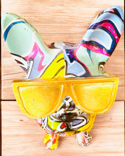 Colorful Bulldog with Glasses - Unique Interior Decoration, decorative figurine as a gift, personalization with engraving