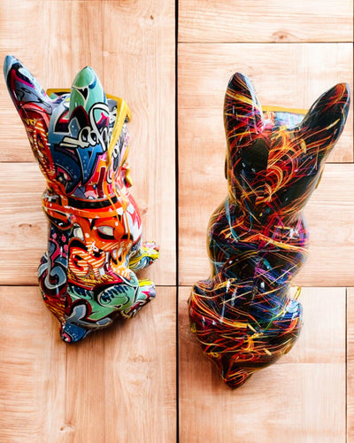 Colorful Bulldog with Glasses - Unique Interior Decoration, decorative figurine as a gift, personalization with engraving