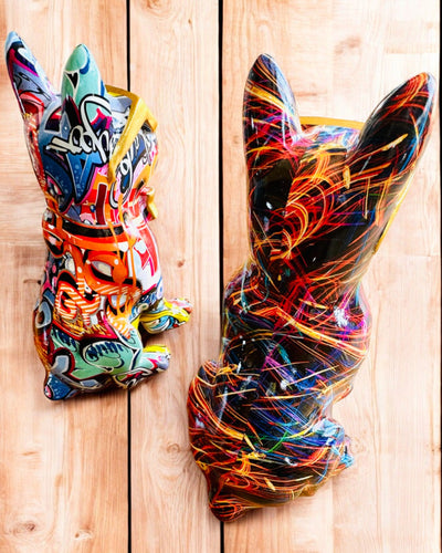 Colorful Bulldog with Glasses - Unique Interior Decoration, decorative figurine as a gift, personalization with engraving