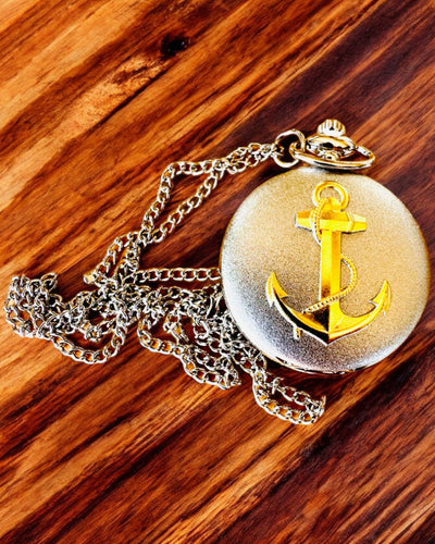 Pocket Watch "Golden Anchor" - personalization for a gift with engraving