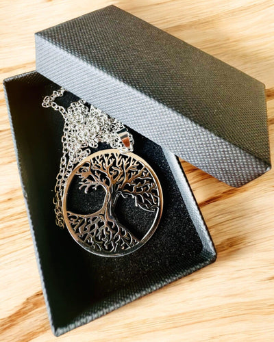 Stainless Steel "Tree of Life" Necklace - personalized engraving, 2 color variants