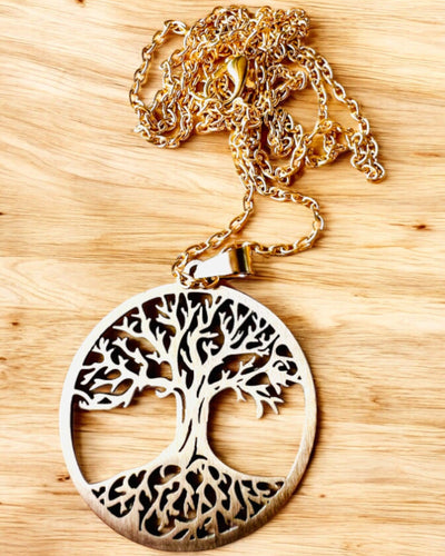 Stainless Steel "Tree of Life" Necklace - personalized engraving, 2 color variants