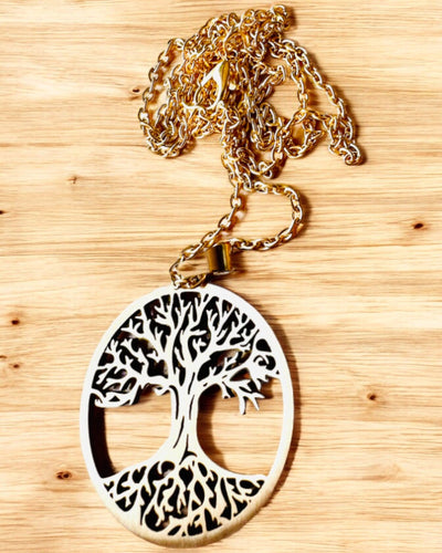 Stainless Steel "Tree of Life" Necklace - personalized engraving, 2 color variants