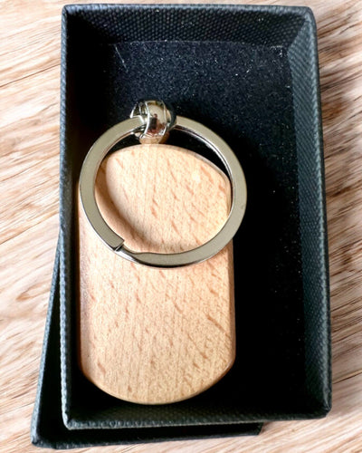 Elegant Wooden Keychain with Custom Engraving – Perfect as a Gift