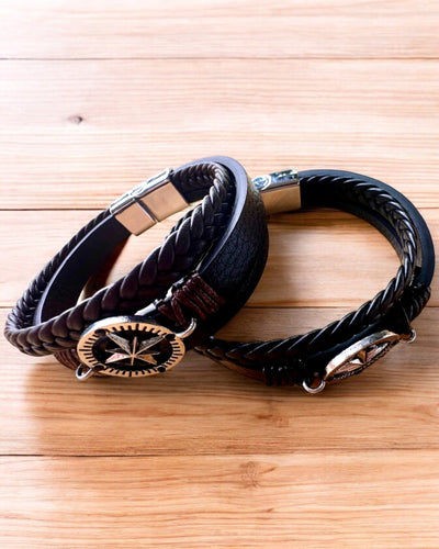 Bracelet "Compass Adventure" - customizable with engraving for a gift, 2 color variants available