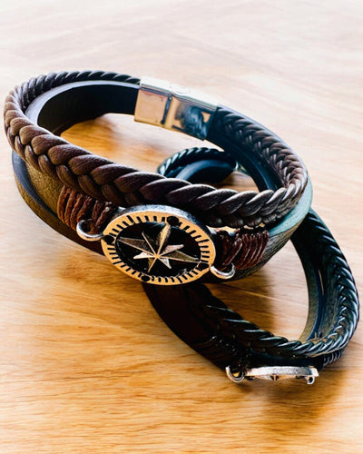 Bracelet "Compass Adventure" - customizable with engraving for a gift, 2 color variants available