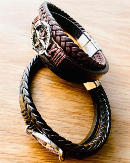 Bracelet "Compass Adventure" - customizable with engraving for a gift, 2 color variants available