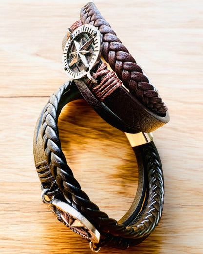 Bracelet "Compass Adventure" - customizable with engraving for a gift, 2 color variants available