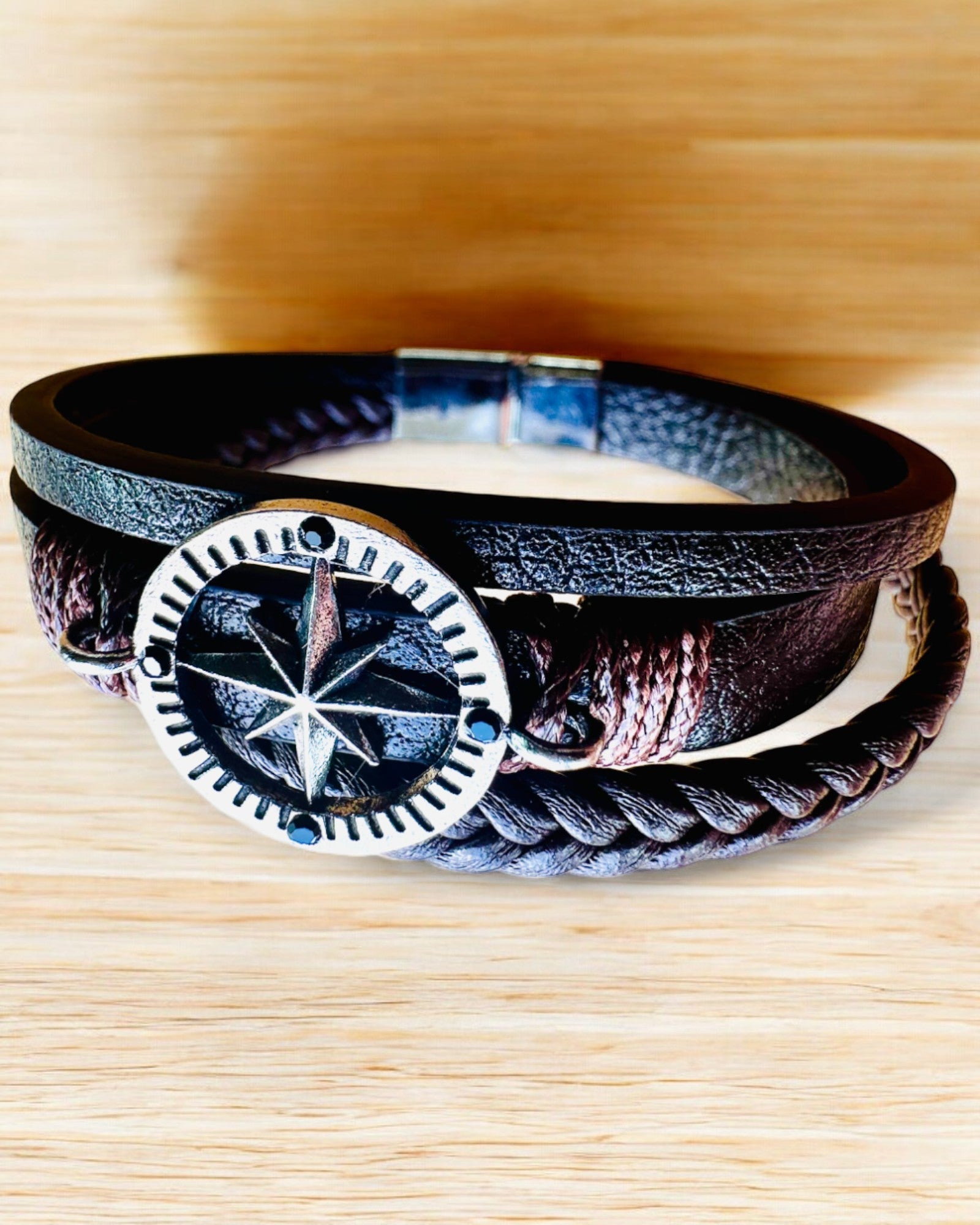 Bracelet "Compass Adventure" - customizable with engraving for a gift, 2 color variants available