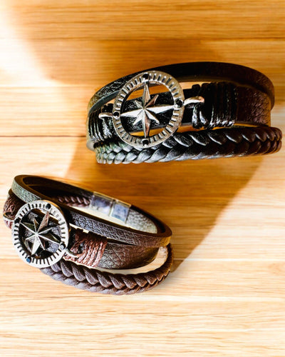 Bracelet "Compass Adventure" - customizable with engraving for a gift, 2 color variants available
