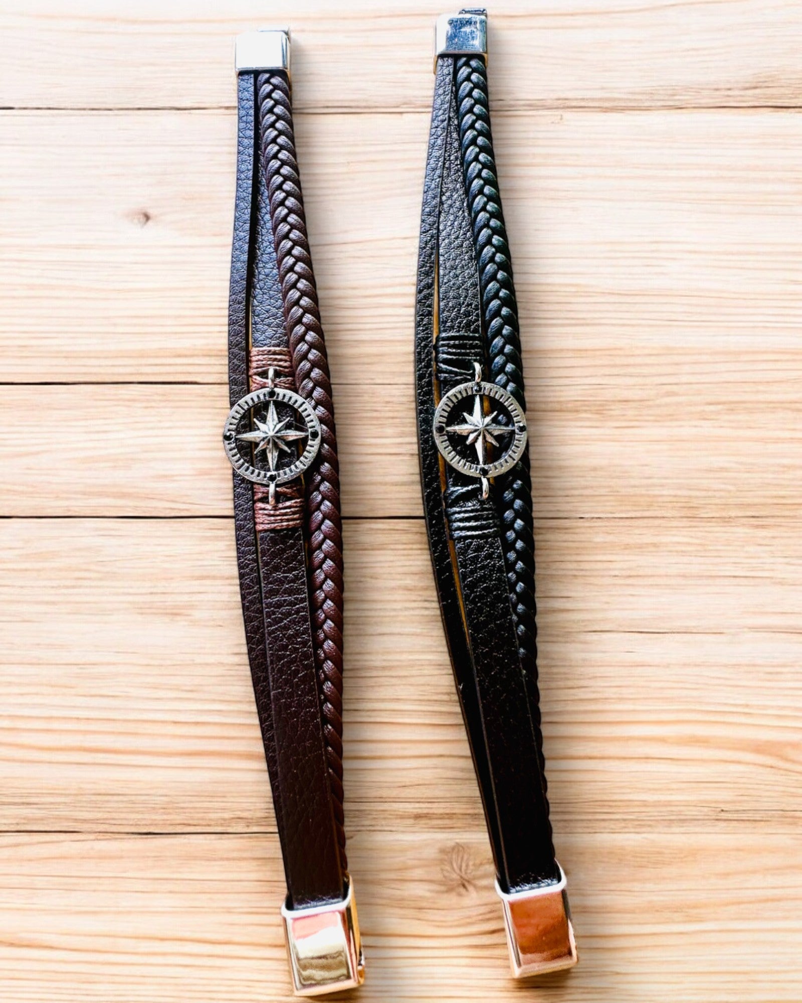 Bracelet "Compass Adventure" - customizable with engraving for a gift, 2 color variants available