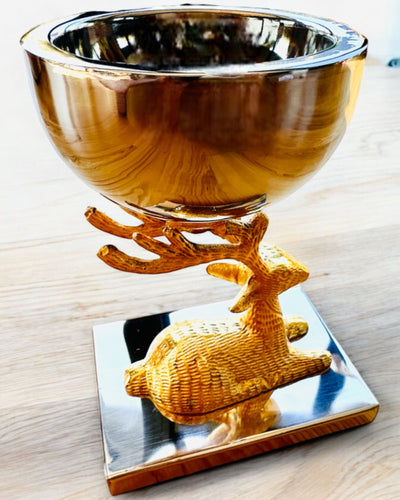 Decorative Bowl Deer Trophy – Handicraft from India, personalization with engraving