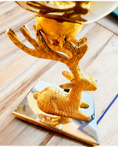 Decorative Bowl Deer Trophy – Handicraft from India, personalization with engraving