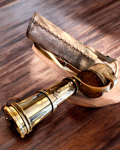Premium "Voyager" Telescope with Engraved Lens and Genuine Leather Case, customizable engraving option for a gift