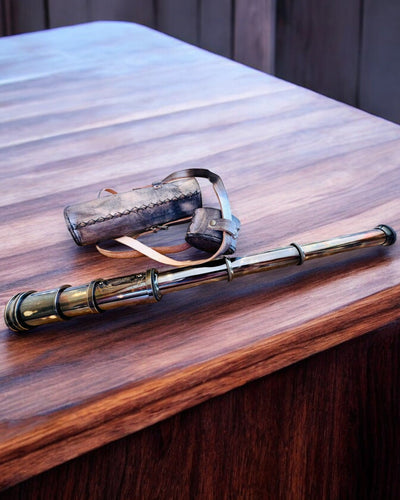 Premium "Voyager" Telescope with Engraved Lens and Genuine Leather Case, customizable engraving option for a gift