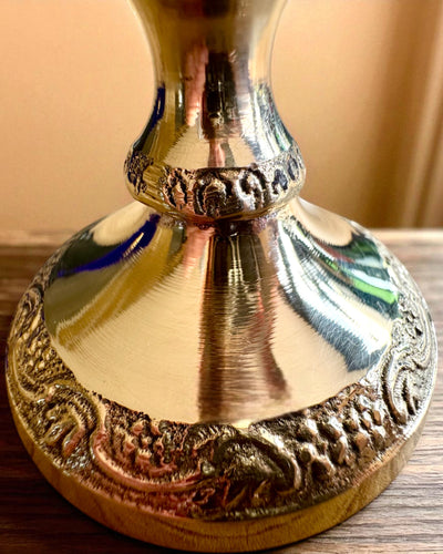 Royal Garden Goblet – hand-crafted brass goblet from India, customizable with engraving for a gift