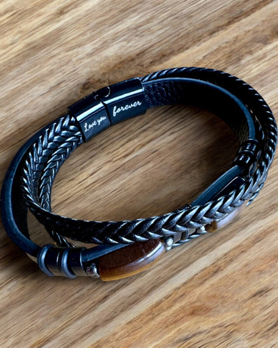 Men's Bracelet Magnetic Love – leather with the option of personalization with engraving as a gift
