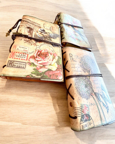 Vintage Memoire Notebook with personalized engraving - 3 designs to choose from, gift notebook