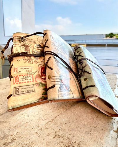 Vintage Memoire Notebook with personalized engraving - 3 designs to choose from, gift notebook