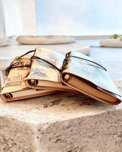 Vintage Memoire Notebook with personalized engraving - 3 designs to choose from, gift notebook