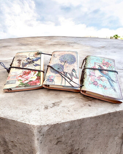 Vintage Memoire Notebook with personalized engraving - 3 designs to choose from, gift notebook