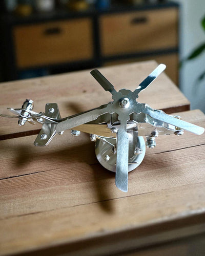 Metal Model Helicopter "SkyRider" – Adjustable Desk Stand with Personalized Engraving for Gift
