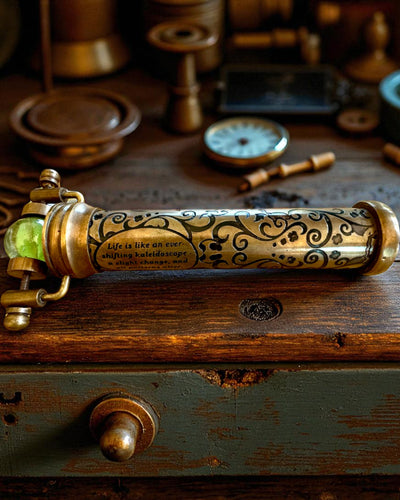 Kaleidoscope Vintage "Emerald Dreams", 15 cm – handcrafted, customizable with engraving for a gift