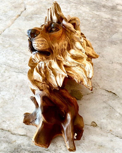 Lion Courage Resin Figurine, 28 cm tall, with engraving option for a gift