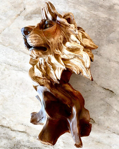Lion Courage Resin Figurine, 28 cm tall, with engraving option for a gift