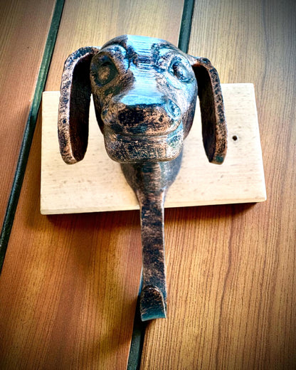 Brass Hanger Dog Friend, handmade, personalization with engraving on wood possible
