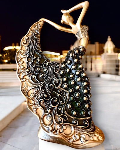 Elegant Sculpture "Golden Glow Dancer", 29 cm in height, with engraving option for a gift