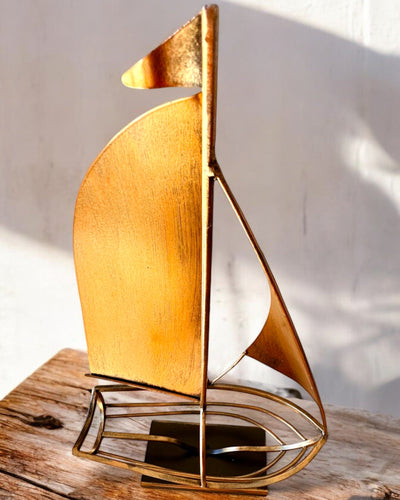 Metal Wine Rack 45 cm high, "Sailor's Fantasy" - Ship-Shaped with Engraving Option for a Gift