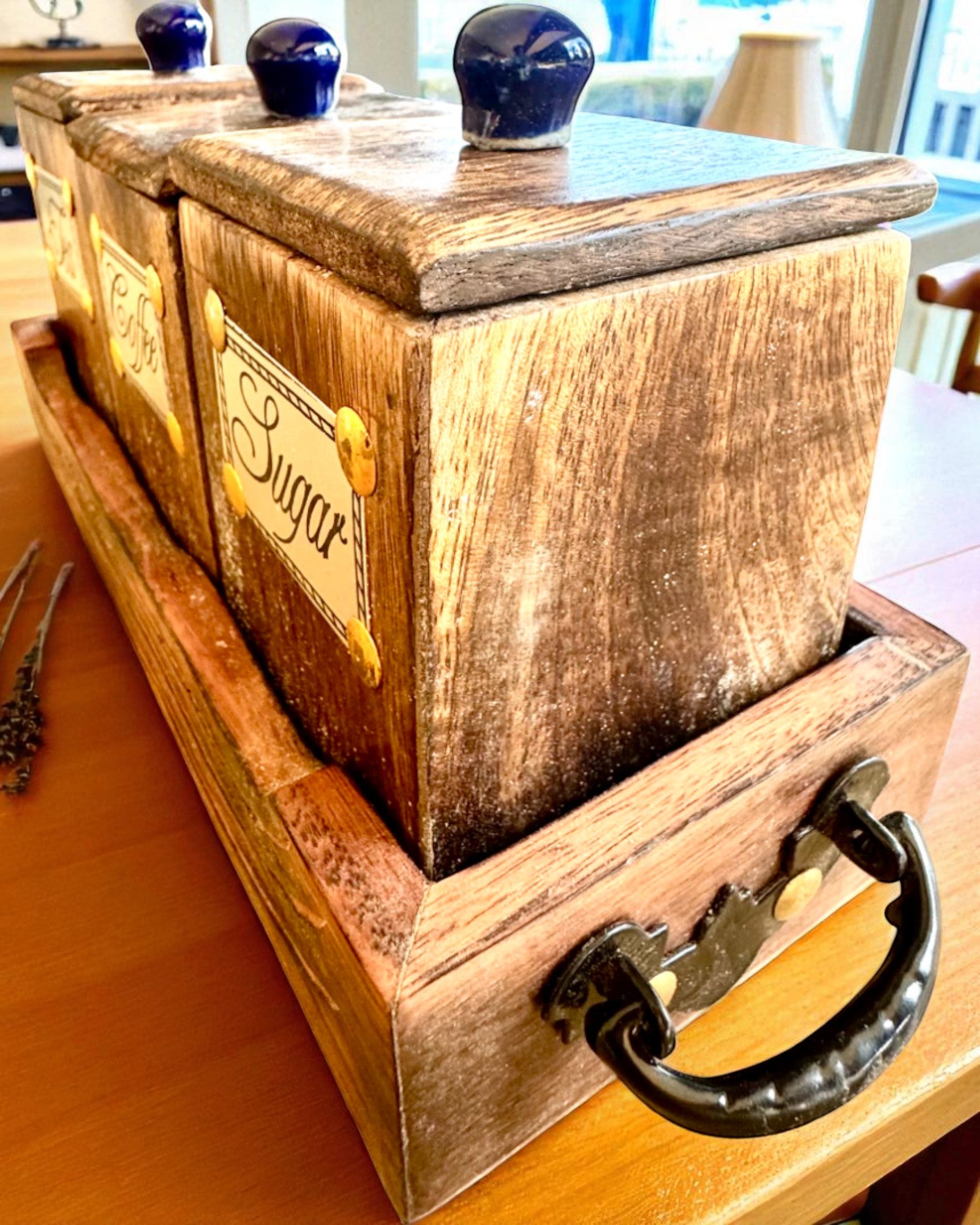 Royal Trio Set – Tea, Coffee, Sugar made of Shisham wood, handmade, with engraving option for a gift