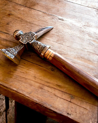 Walking Cane - VIKING with a head in the form of a battle hammer, personalization with engraving possible as a gift