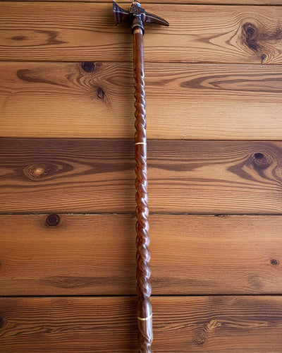 Walking Cane - VIKING with a head in the form of a battle hammer, personalization with engraving possible as a gift