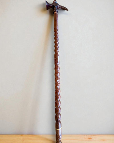 Walking Cane - VIKING with a head in the form of a battle hammer, personalization with engraving possible as a gift