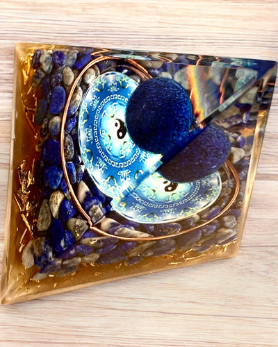 Orgonite Energy Pyramid "Zenith" with Lapis Lazuli, ideal as a gift