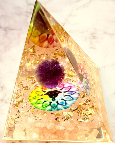 Orgonite Energy Pyramid "Harmony of Light" - Crystal, as a gift