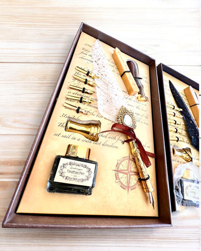 "Elegance in Practice" Calligraphy Set with Engraving Option, as a gift. 2 color variants to choose from.