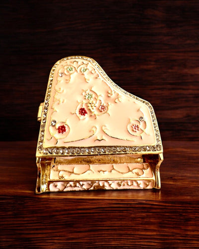 Elegant jewelry box "Mini Piano - Roses of Classics" - with engraving option for a gift