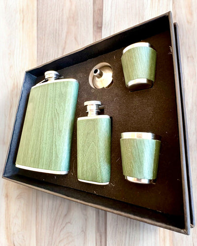 Set of flasks with glasses "Forest Spirit", personalized gift with engraving
