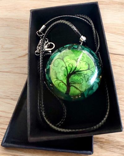 "Malachite Amulet of Life" - necklace with customizable engraving for a gift
