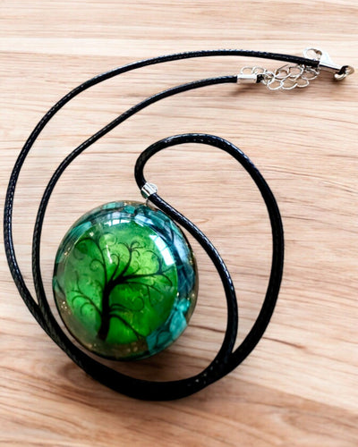 "Malachite Amulet of Life" - necklace with customizable engraving for a gift