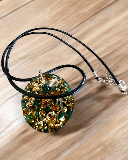 "Malachite Amulet of Life" - necklace with customizable engraving for a gift