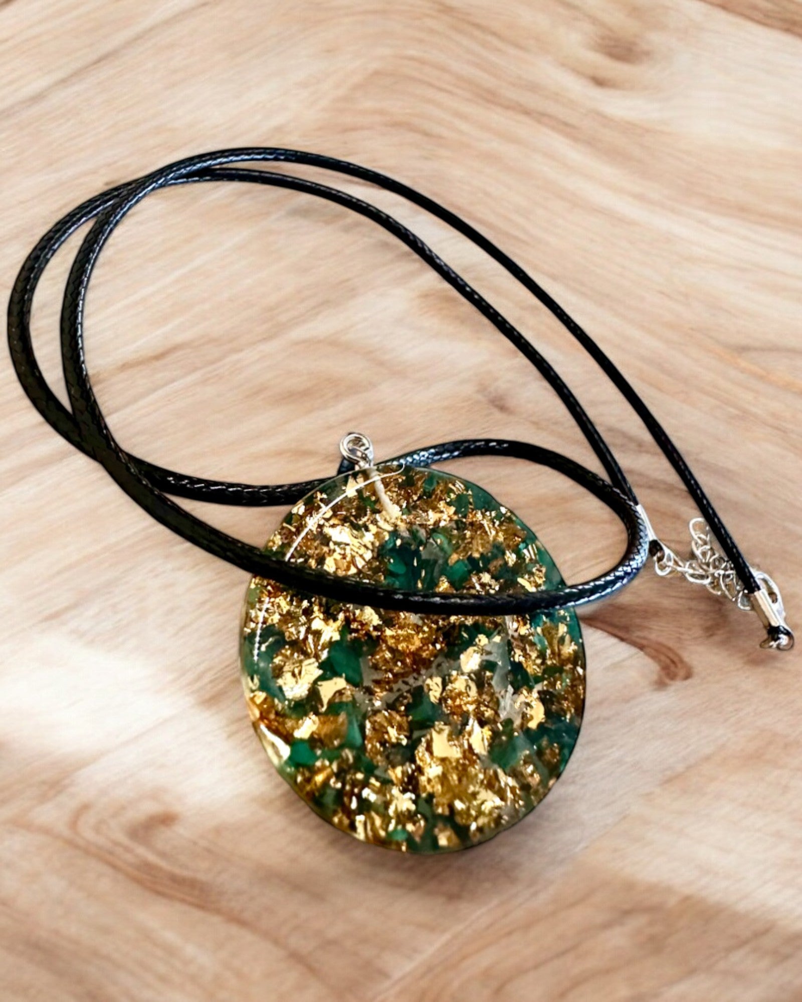 "Malachite Amulet of Life" - necklace with customizable engraving for a gift