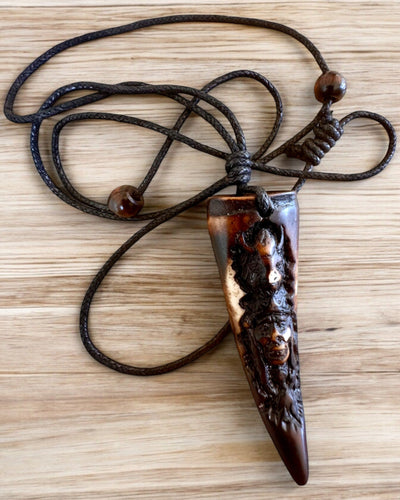 Wolf Fang necklace, resin amulet - Mystical Power of Nature, customizable with engraving for a gift