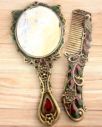 "Butterfly Elegance" Mirror Set with Comb