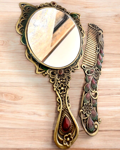 "Butterfly Elegance" Mirror Set with Comb