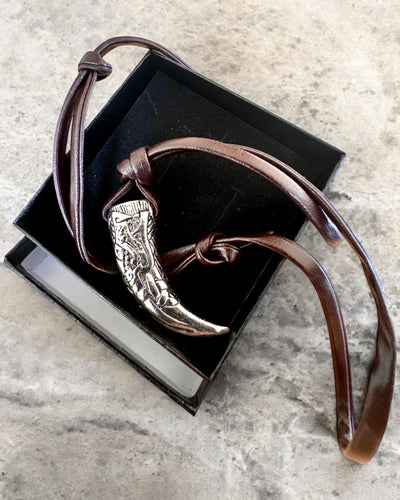 Stainless Steel Wolf Fang – Courage Amulet, necklace with engraving personalization option for a gift