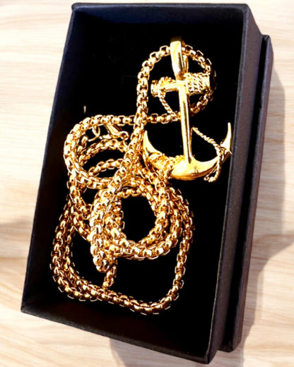 "Anchor of Determination - Marine Amulet", necklace, customizable with engraving for a gift, 3 variants to choose from